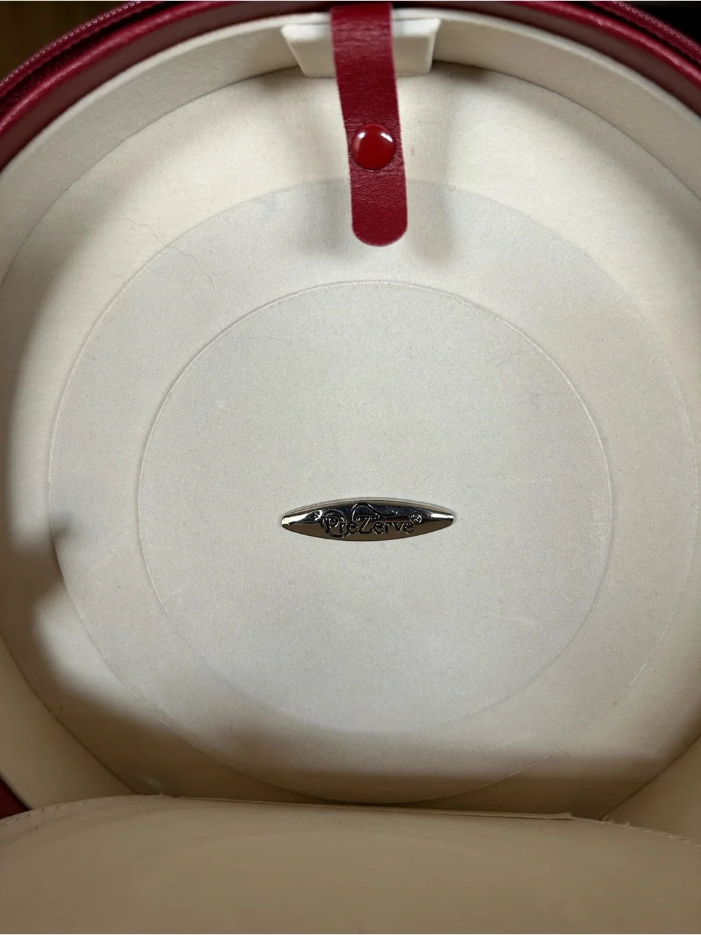 Red Round Travel Jewelry Case with Cream Interior - Unbranded